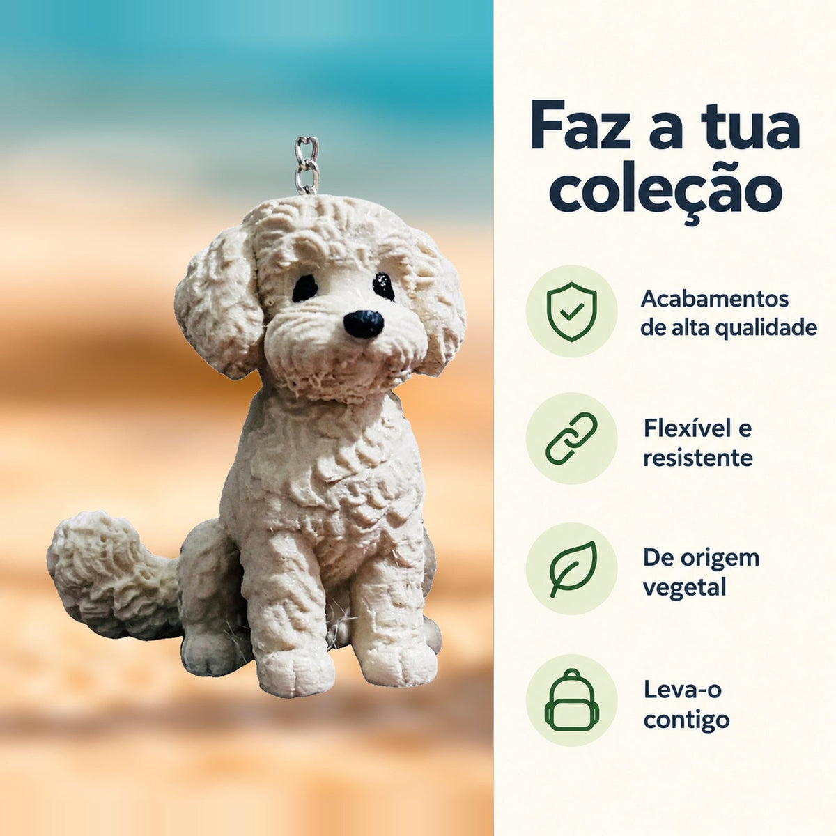 Porta-chaves Caniche — Faz a tua coleção, com informações e ícones verdes