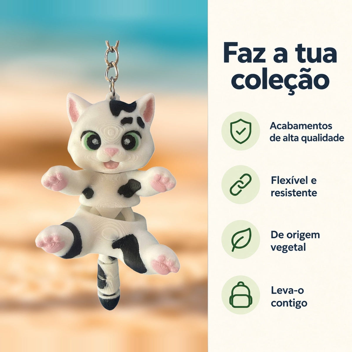 Porta-chaves Gatinho Malhado — Faz a tua coleção, com informações e ícones verdes