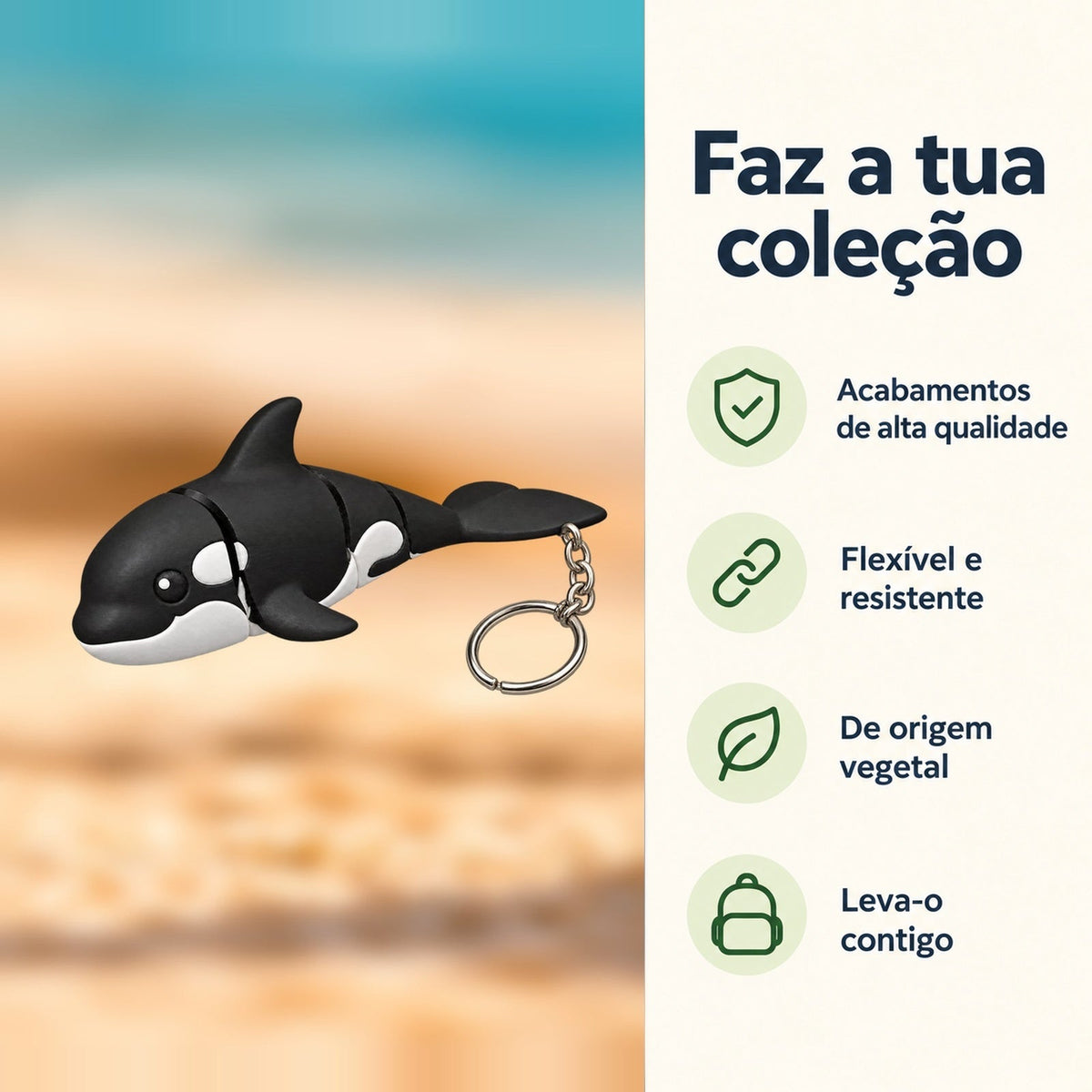 Porta-chaves Orca — Faz a tua coleção, com informações e ícones verdes