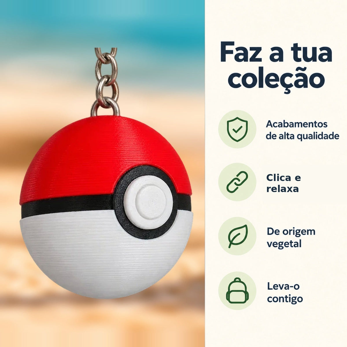 Porta-chaves Clicker Pokébola — Faz a tua coleção, com informações e ícones verdes