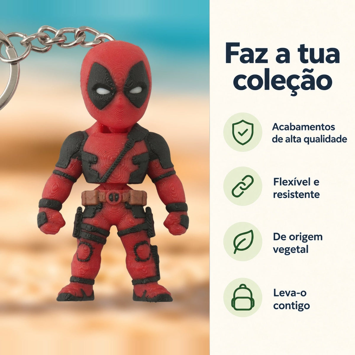 Porta-chaves Deadpool — Faz a tua coleção, com informações e ícones verdes