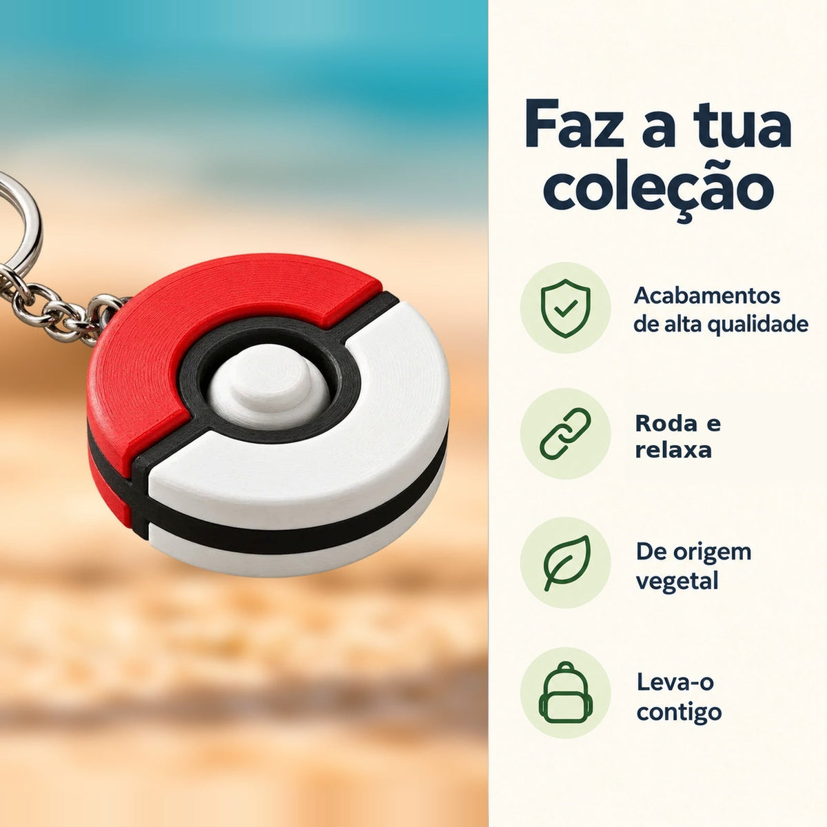 Porta-chaves Giratório Pokébola Vermelho — Faz a tua coleção, com informações e ícones verdes