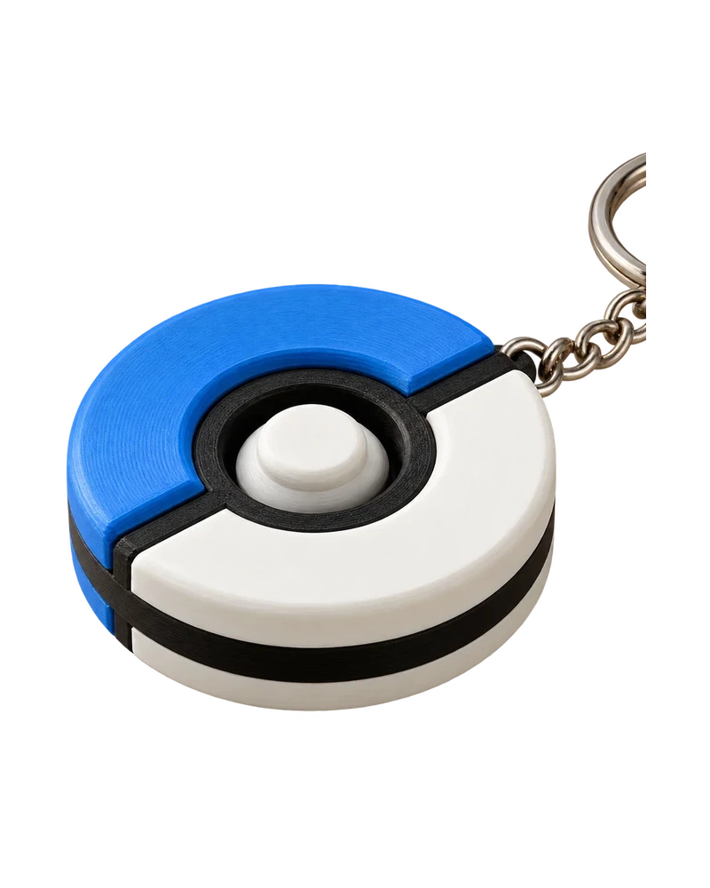 Porta-chaves Giratório Pokébola Azul em fundo branco