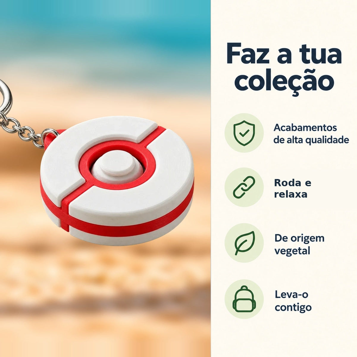 Porta-chaves Giratório Pokébola Branco e Vermelho — Faz a tua coleção, com informações e ícones verdes