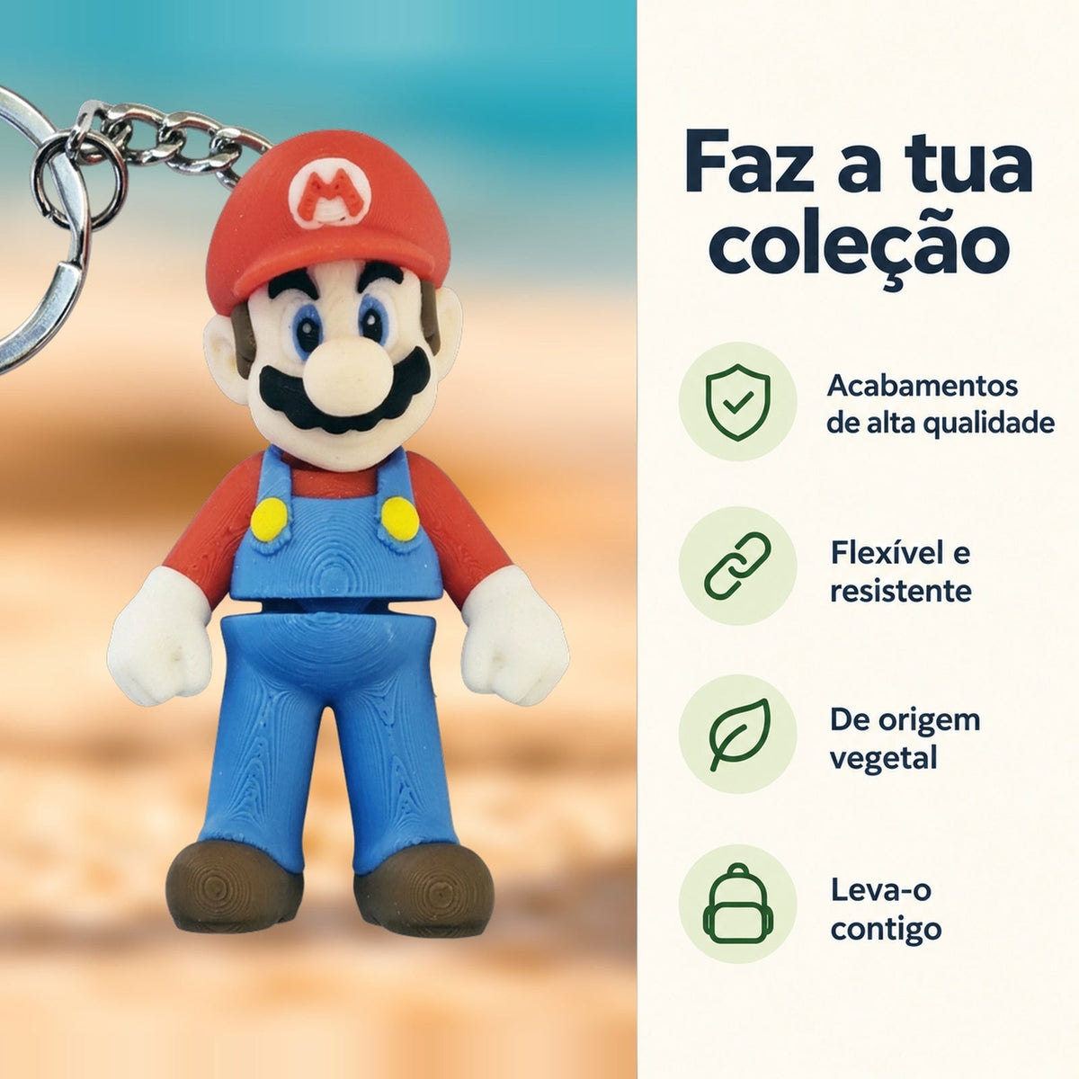 Porta-chaves Mario — Faz a tua coleção, com informações e ícones verdes