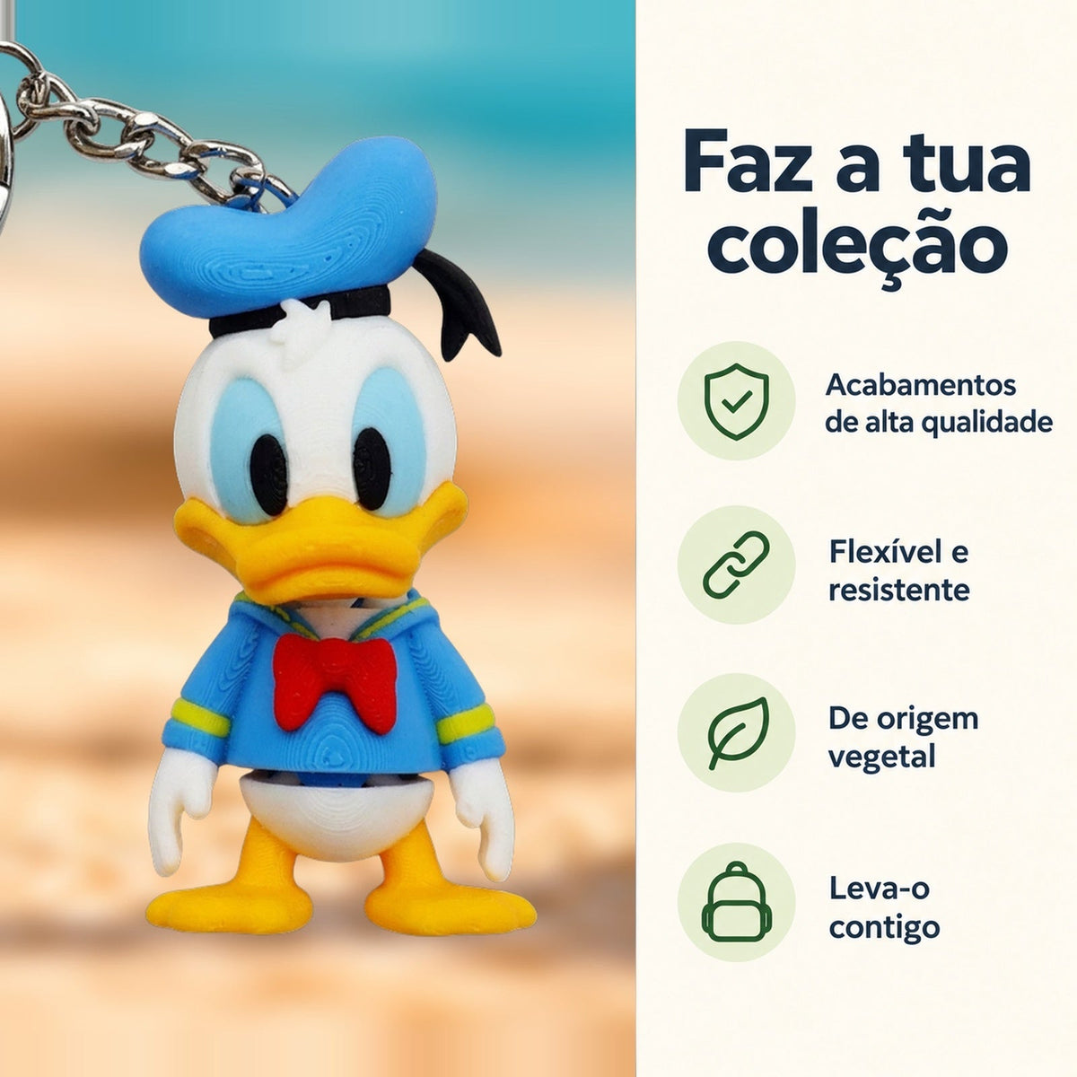 Porta-chaves Pato Donald — Faz a tua coleção, com informações e ícones verdes