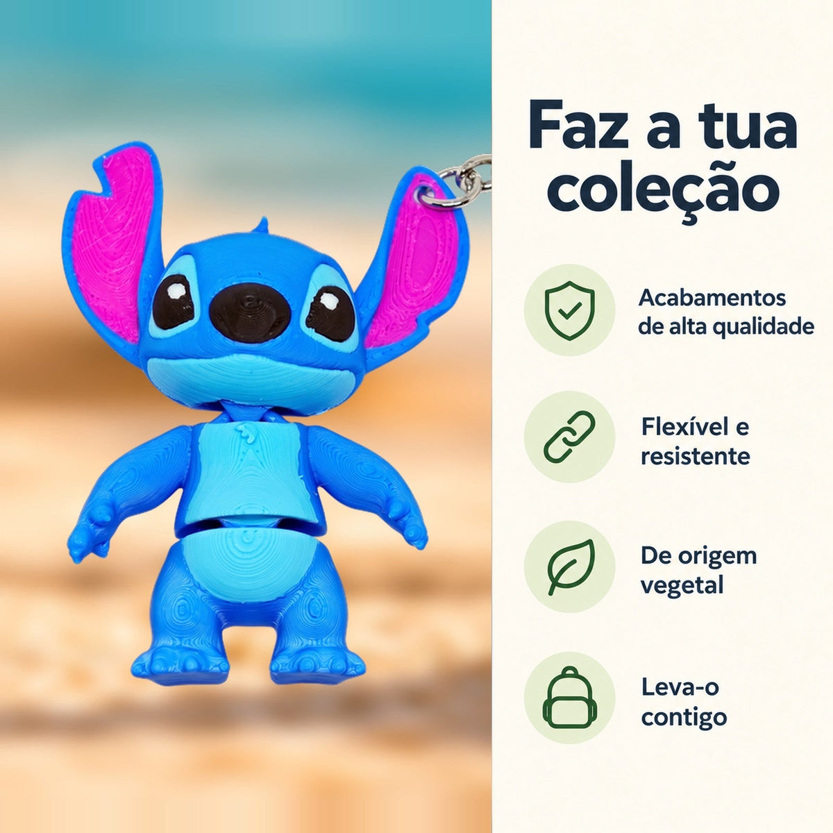 Porta-chaves Stitch — Faz a tua coleção, com informações e ícones verdes