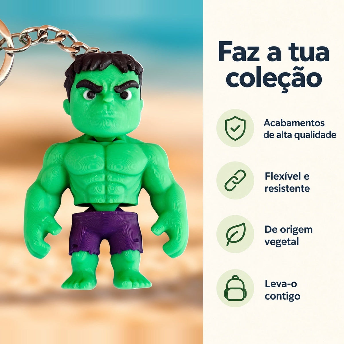 Porta-chaves Hulk — Faz a tua coleção, com informações e ícones verdes