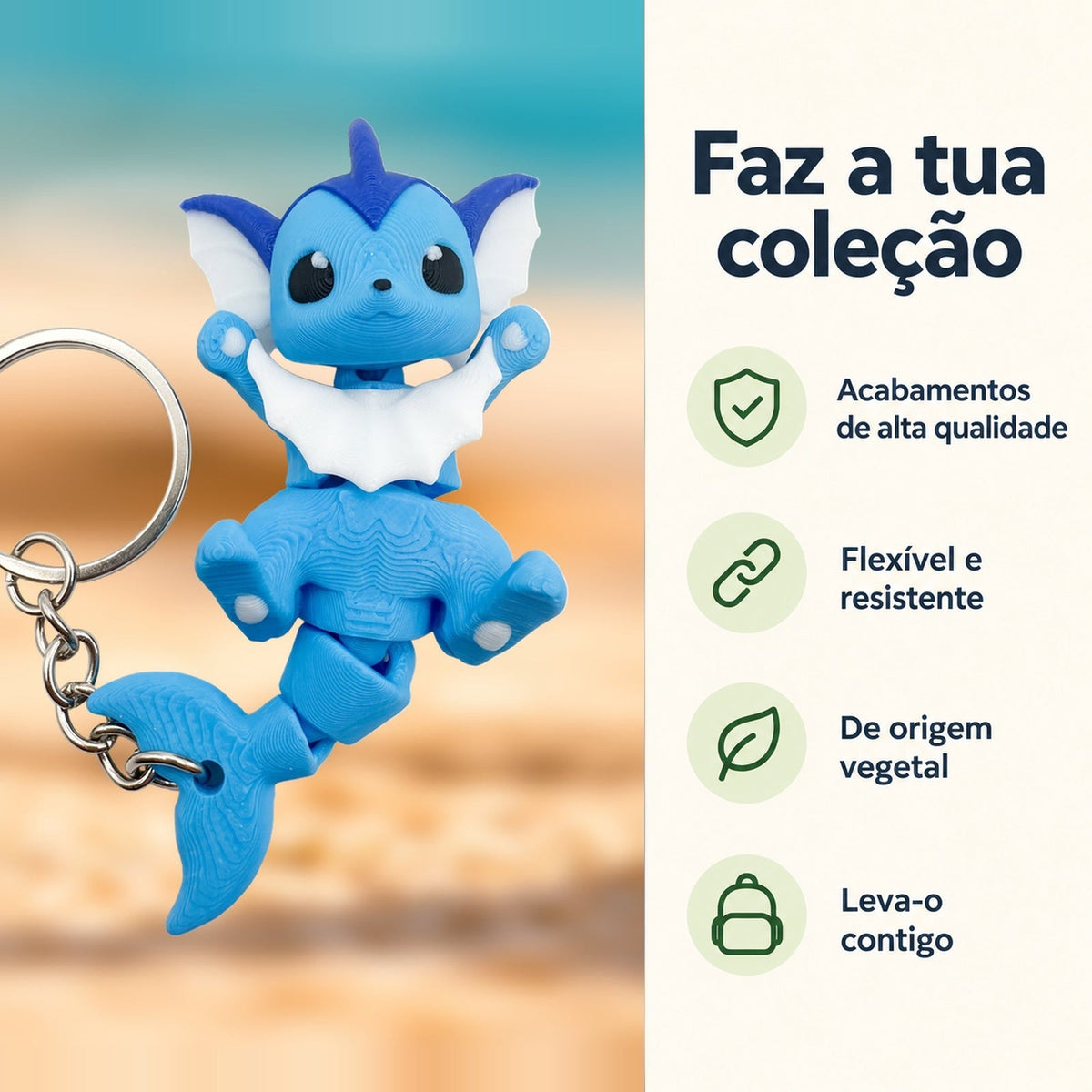 Porta-chaves Vaporeon — Faz a tua coleção, com informações e ícones verdes