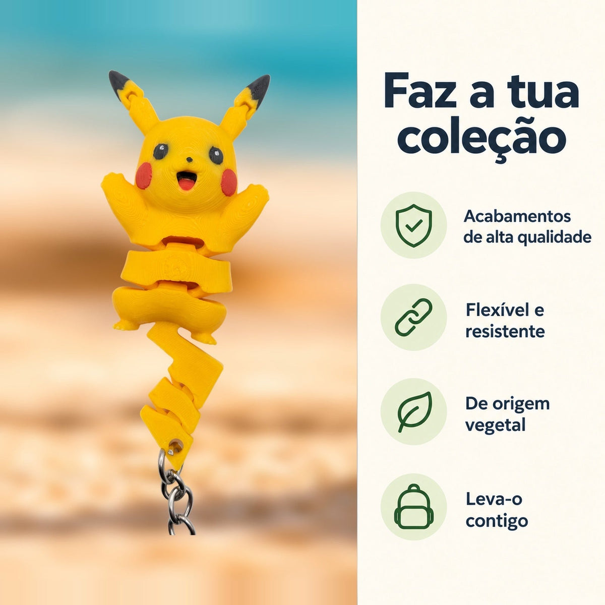 Porta-chaves Pikachu — Faz a tua coleção, com informações e ícones verdes