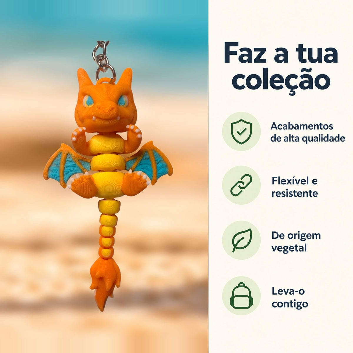 Porta-chaves Charizard — Faz a tua coleção, com informações e ícones verdes