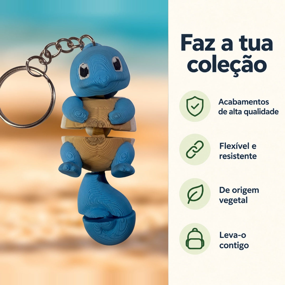 Porta-chaves Squirtle — Faz a tua coleção, com informações e ícones verdes