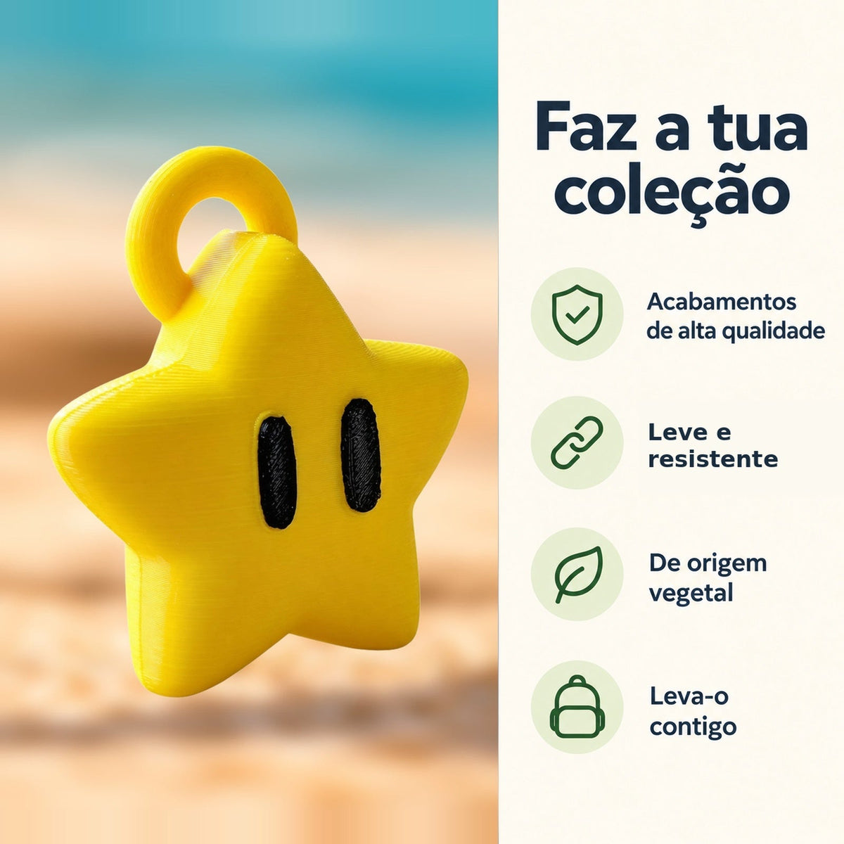 Porta-chaves Estrela Super Mario — Faz a tua coleção, com informações e ícones verdes