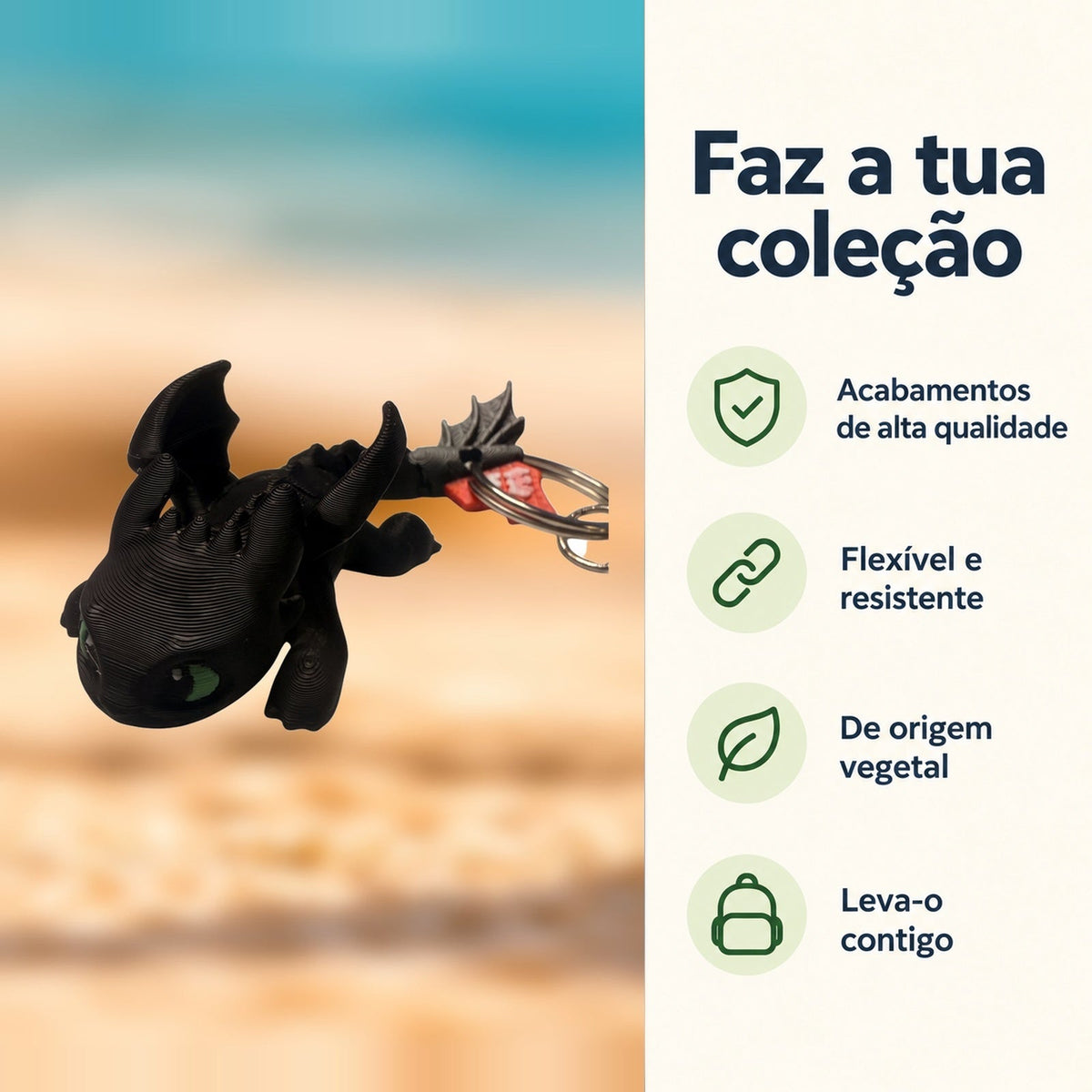 Porta-chaves Banguela Deitado — Faz a tua coleção, com informações e ícones verdes