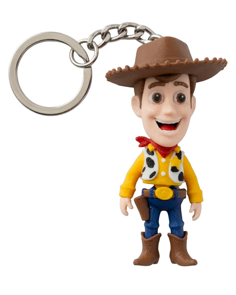 Porta-chaves Woody com argola e corrente metálicas, sem fundo