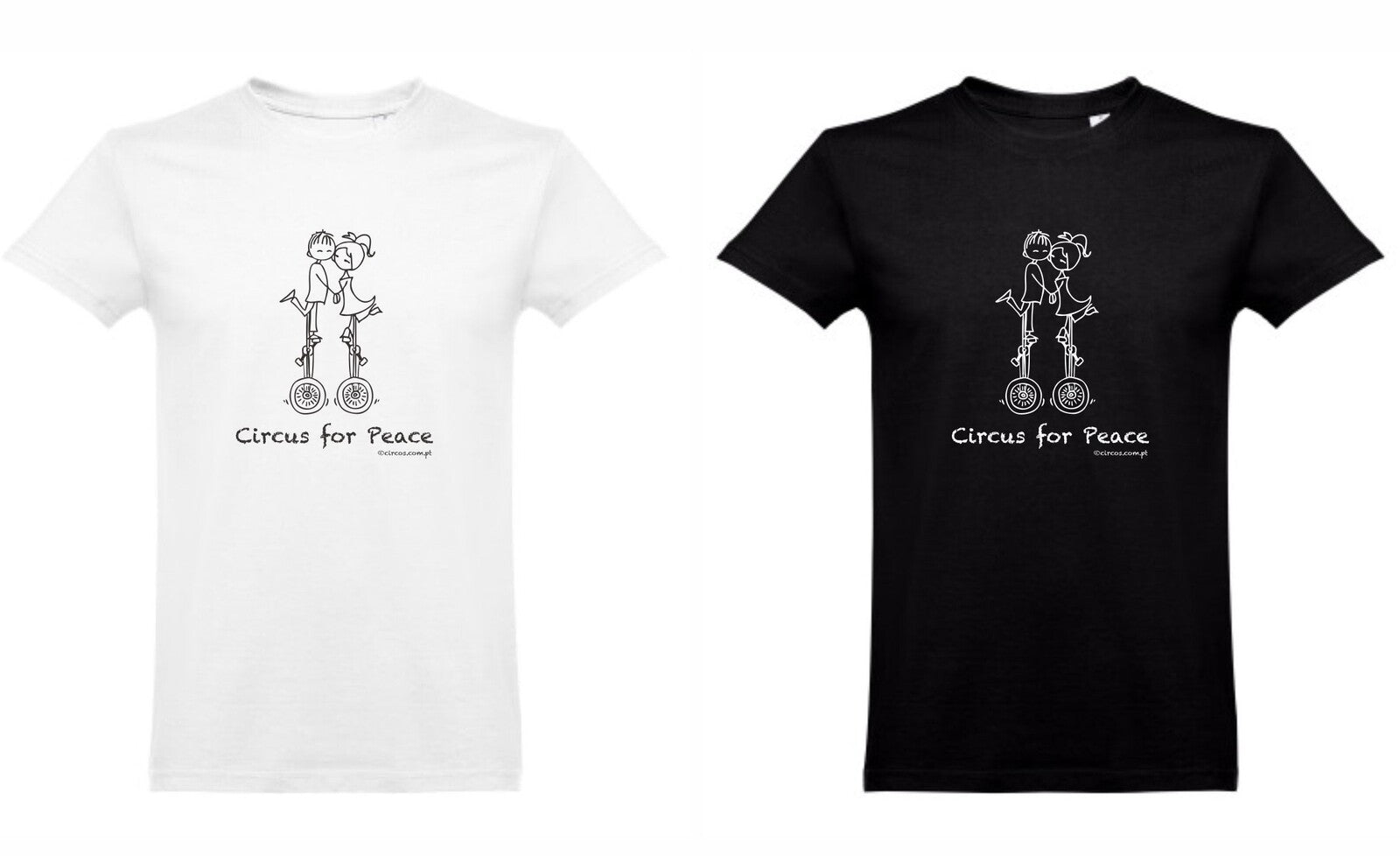 T-Shirt Adulto "Circus for Peace" Preto / Branco