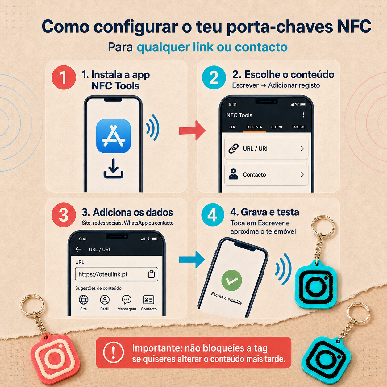 Chaveiro Instagram NFC