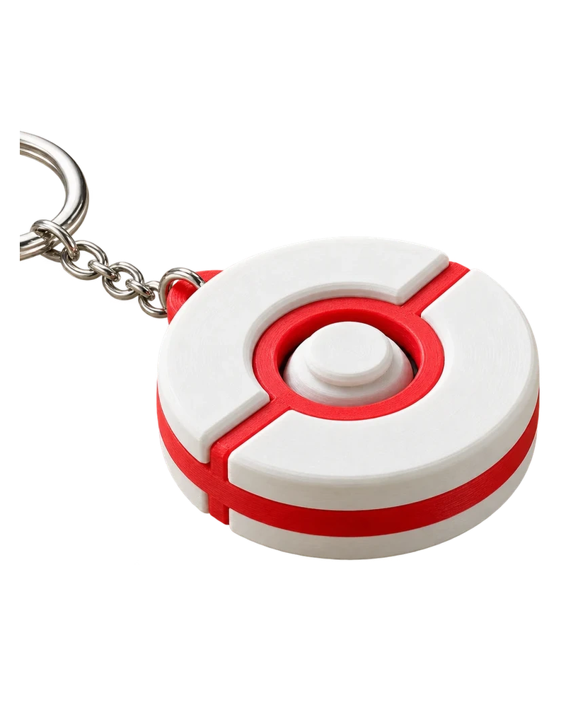 Porta-chaves Giratório Pokébola Branco e Vermelho em fundo branco
