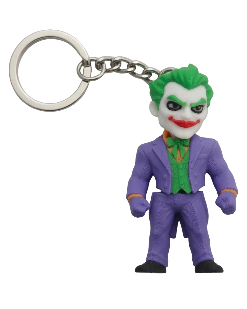 Porta-chaves Joker com argola e corrente metálicas, sem fundo