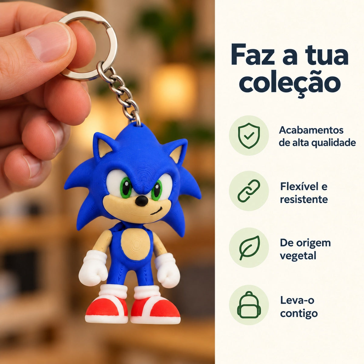 Porta-chaves Sonic — Faz a tua coleção, com informações e ícones verdes